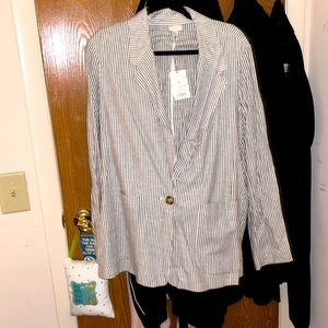 This is a gray and white pin striped blazer NWT